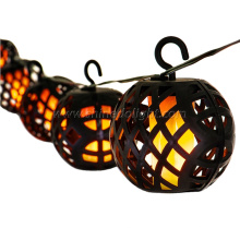 Waterproof Solar Flame Led String Hanging Light With 8pcs Ball For Garden Outdoor Decoration